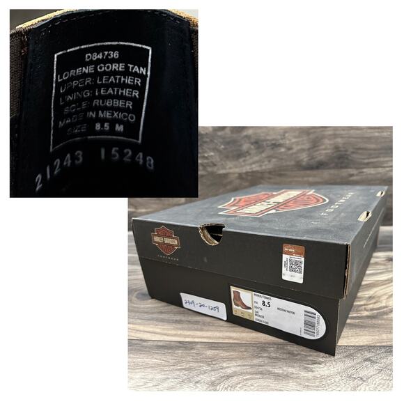 NIB Harley Davidson Lorene Gore Western Moto Ankle Leather Boots Tan 8.5M - Picture 11 of 12